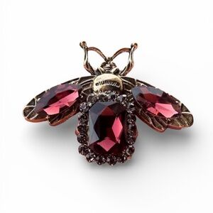 Vintage Style Bee Brooch Gold and Purple Crystal